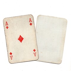 A pair of vintage playing cards with one blank on a white background.