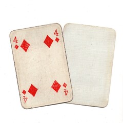 A pair of vintage playing cards with one blank on a white background.
