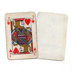 A pair of vintage playing cards with one blank on a white background.