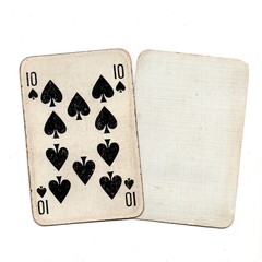 A pair of vintage playing cards with one blank on a white background.