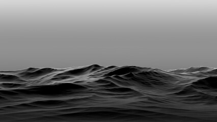 Black mountain landscape on the sky horizon,rocky relief stone surface,abstract design,wallpaper.3D render