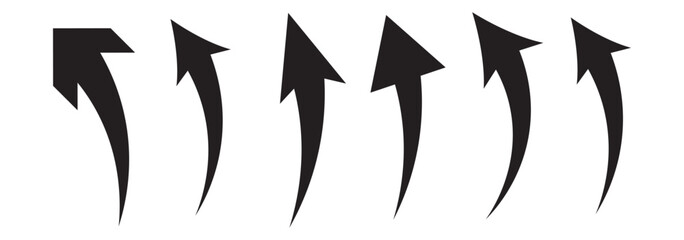 Curved arrows.  Rotate around set icon. Circle signs vertical, vector illustration.