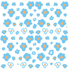 青い花シームレス背景パターンイラスト