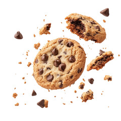 Cookie with Chocolate Chips Isolated on Transparent Background
