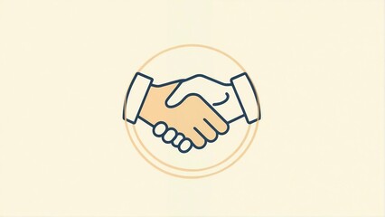 Fototapeta premium Simple handshake icon in circle for agreement