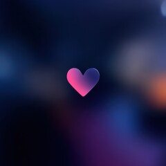 Pink Gradient Heart Icon On Dark Blurred Background