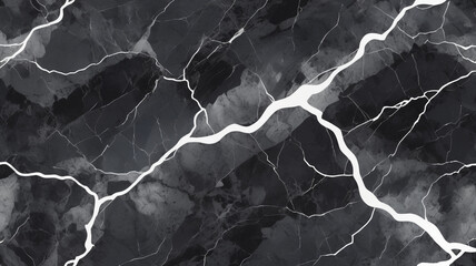 Abstract black and gray marble texture with white veins and natural patterns