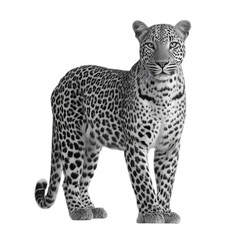Obraz premium Black and white leopard image isolated on transparent background