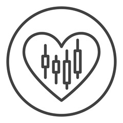 Circle with Heart and Investment Graph vector icon or symbol in outline style
