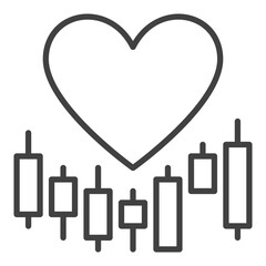 Heart with Candlestick Pattern vector I Love Trading icon or sign in thin line style