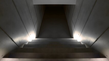 地下へと続く不気味な階段｜壁は打ちっぱなしのコンクリート