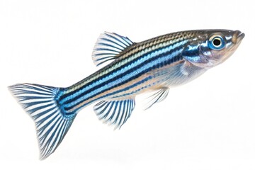 Fototapeta premium Striped danio fish high resolution image isolated on white background