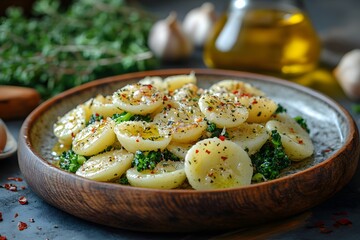 Rustic Potato and Broccoli Salad with Olive Oil and Herbs
