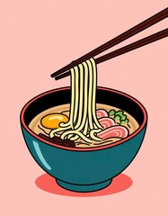Vector Illustration of Chopsticks with Ramen Bowl – Asian Food Icons