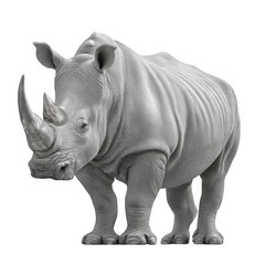 Naklejka premium Gray Rhinoceros, Large Mammal, Animal Illustration, Wildlife Art