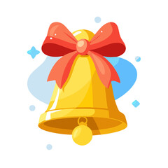 Vector illustration of elegant golden bell with a ribbon
