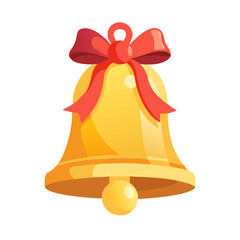 Vector illustration of elegant golden bell with a ribbon
