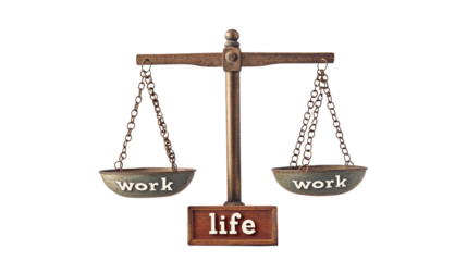 Concept of balance between work and life shown on the scale, wellbeing