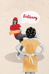 Trend artwork composite banner 3D photo collage of shopping purchase courier client seller...