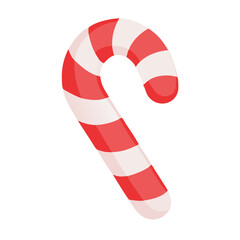 Vector illustration of candy cane with red and white stripes