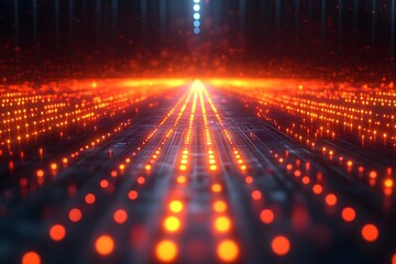 Futuristic Technology Pathway with Glowing Circuit Patterns for Digital Innovation
