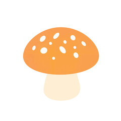 Minimalistic orange mushroom cap illustration on white background, simplicity