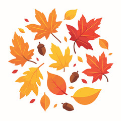 Vibrant autumn leaves collection on white background, seasonal beauty
