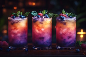 Refreshing Summer Mocktails with Fresh Berries and Mint Garnish for Party Celebrations