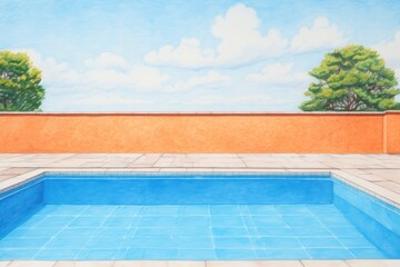 Obraz premium Outdoor pool outdoors architecture drawing.