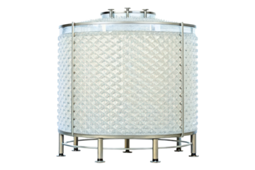 Large glass water tank with a textured surface isolated with transparent background