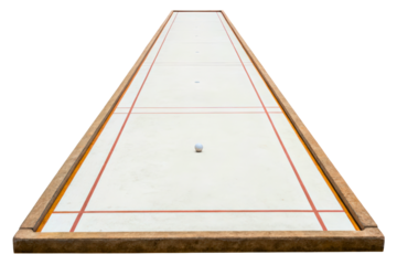 Long shuffleboard court ready for competitive play isolated with transparent background