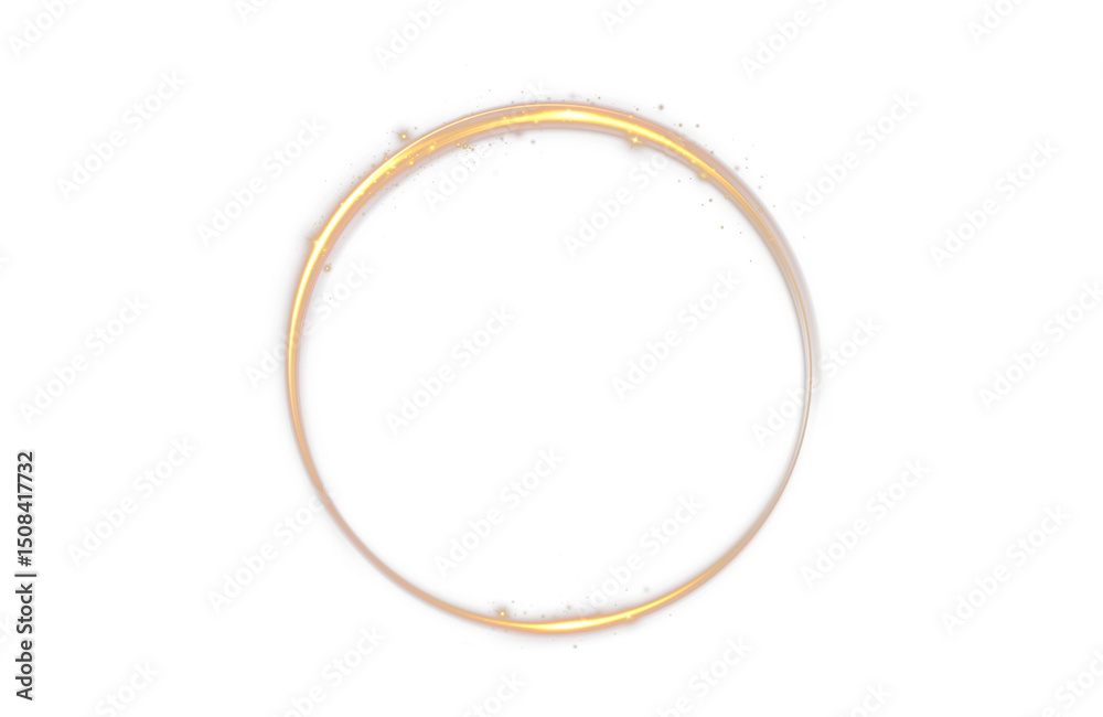 Aufkleber light golden circle with neon ring effect. shimmering portal, glowing circular lines and shine overl