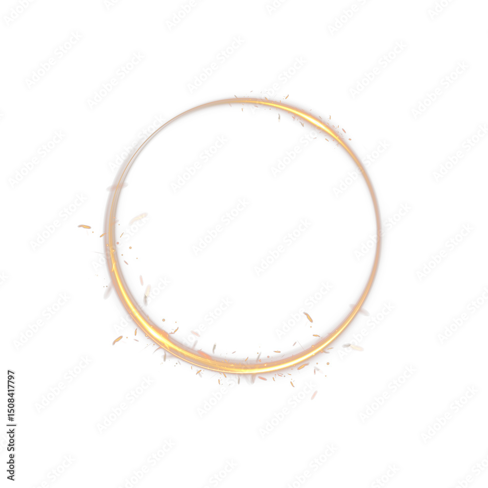 Aufkleber Spark Ring and Fiery Light Circles on Transparent Background. Glowing Portal Effect with Shining Circular Lines and Flame-Like Glow for PNG Advertising, UI, Fantasy or Sci-Fi Design Projects