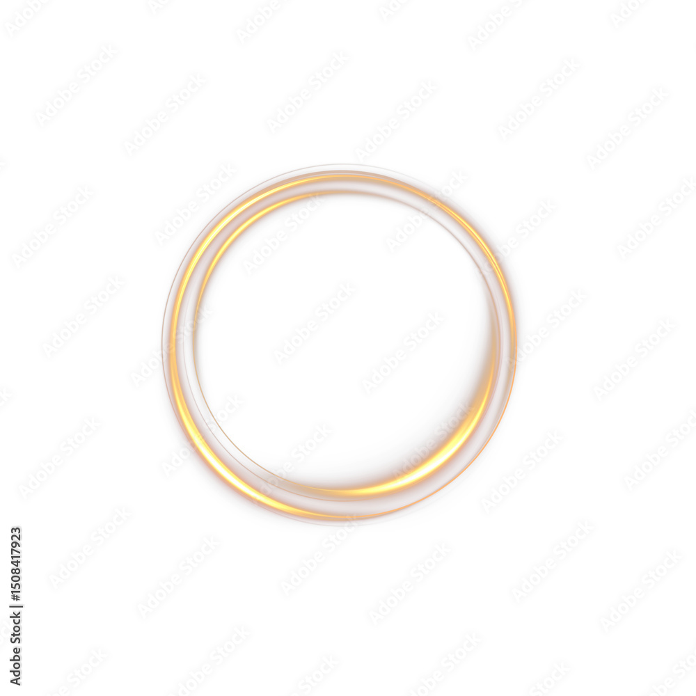 Aufkleber golden light circle and neon ring on transparent background. glowing portal effect with shining circ