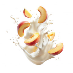 Peach Slices in a Milk Splash