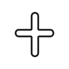 Obraz premium The simple black plus sign symbol stands alone with rounded edges on white