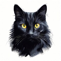 the AI Image Generator, Artistic Portrait of a Black Cat with Yellow Eyes