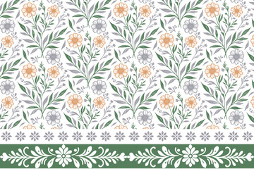 cotton flower seamless border, one line rose sketch idea, wrapping paper floral texture, fashion textile for women, modern fabric print

