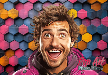 Hexagonal Pop Art Photo Effect Mockup