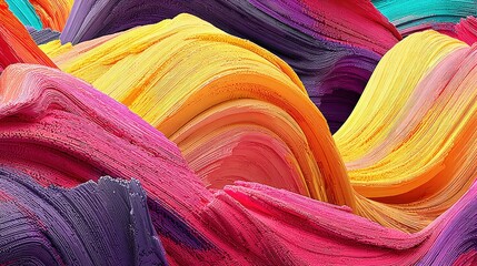 Vibrant abstract waves of color flowing together in a dynamic, textured landscape
