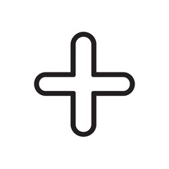 Obraz premium Thick black outline creates a simple rounded plus sign on transparent background