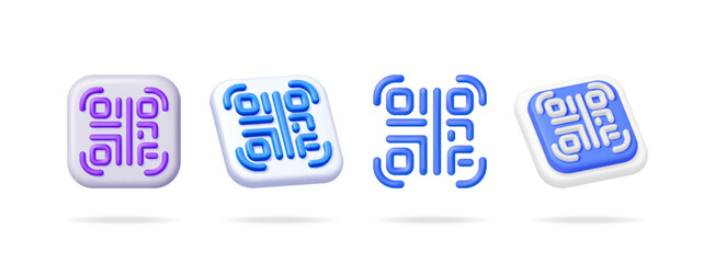 Digital verification 3d icon set. Electronic authentication vector illustration. Online security and identification concept for access.