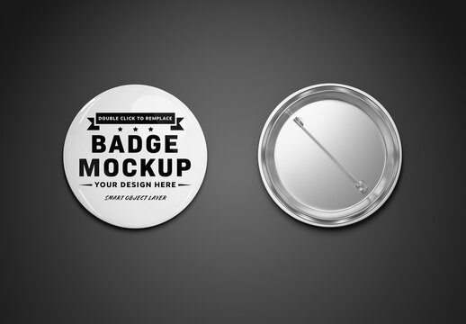 Button Badge Mockup Isolated on Black