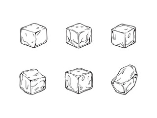 Ice cubes line art vector