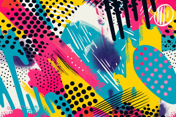 Cartoon pop art abstract background. Colorful vintage comic book style texture. Generative ai