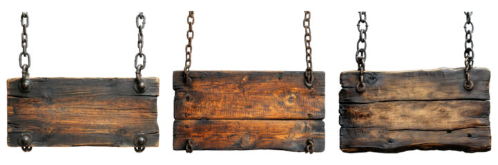 Isolated Wooden Signs on Transparent Background for Design Use