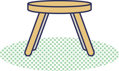 木製のスツールのシンプルなカラーイラスト