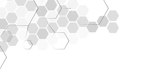 Geometric abstract background with simple hexagonal elements. Medical, technology or science design. Hexagonal abstract background with light. Hexagonal vector abstract technology background. 
