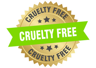 cruelty free. cruelty free round green and gold label isolated on transparent background