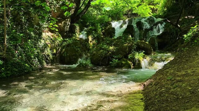 Bachkovo waterfalls cascade in Rhodopes Mountain, Plovdiv region, Bulgaria